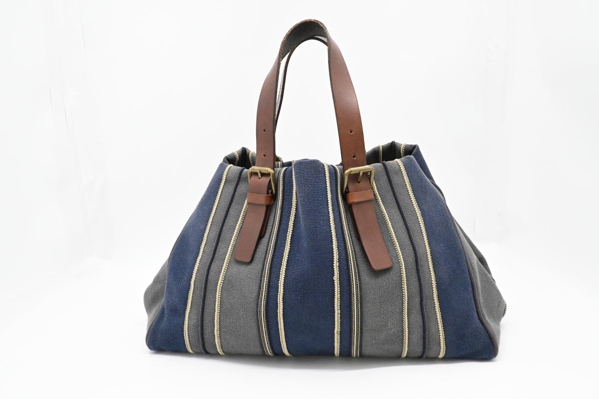 Bottega Veneta Tote in Gray and Blue Canvas