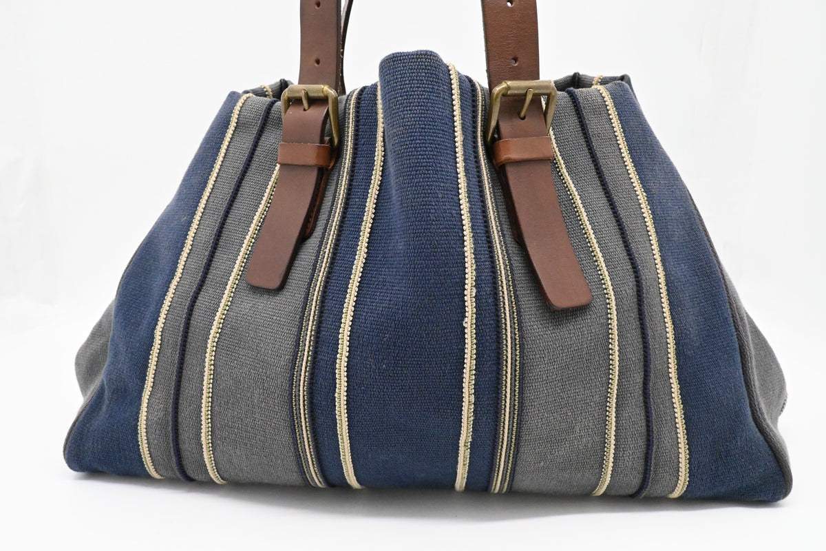Bottega Veneta Tote in Gray and Blue Canvas
