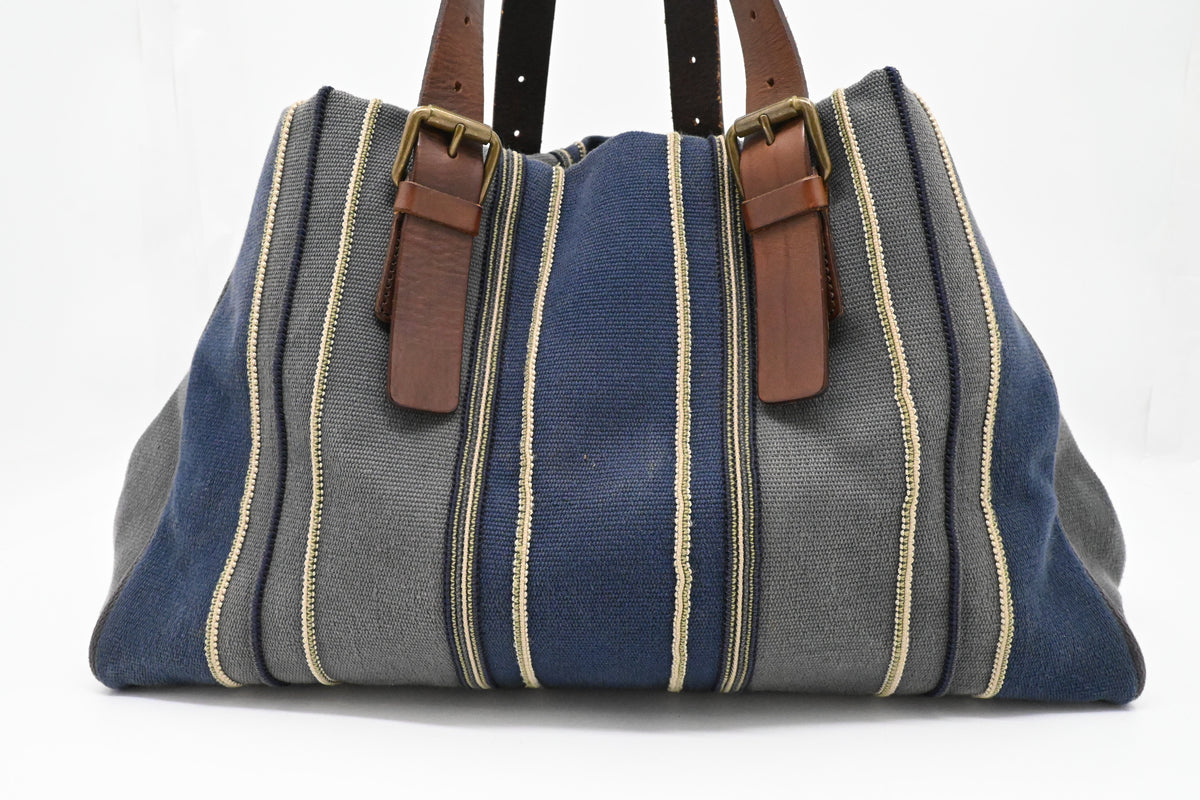Bottega Veneta Tote in Gray and Blue Canvas