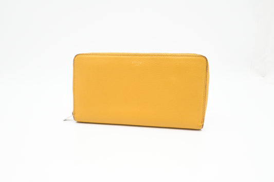 Celine Zippy Wallet in Yellow Leather