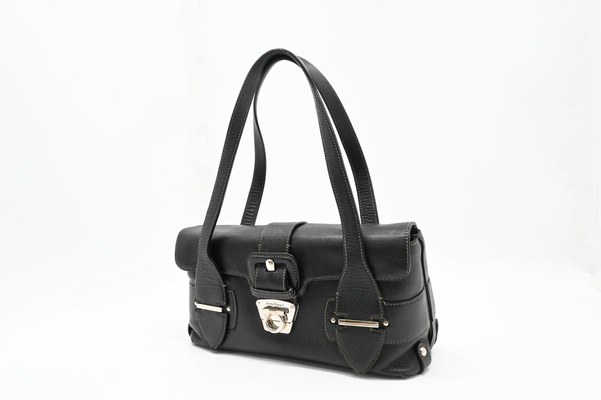 Ferragamo Shoulder Bag in Black Leather