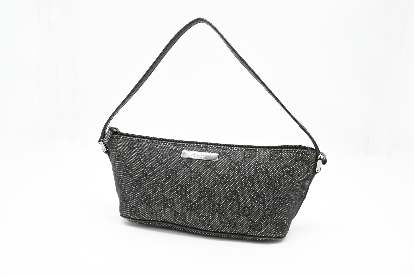 Gucci Boat Bag in Black and White GG Canvas