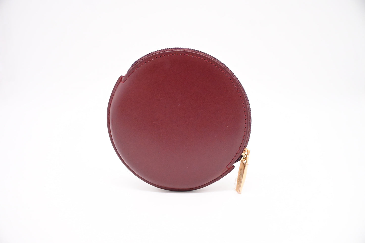 Cartier Round Coin Case in Burgundy Leather