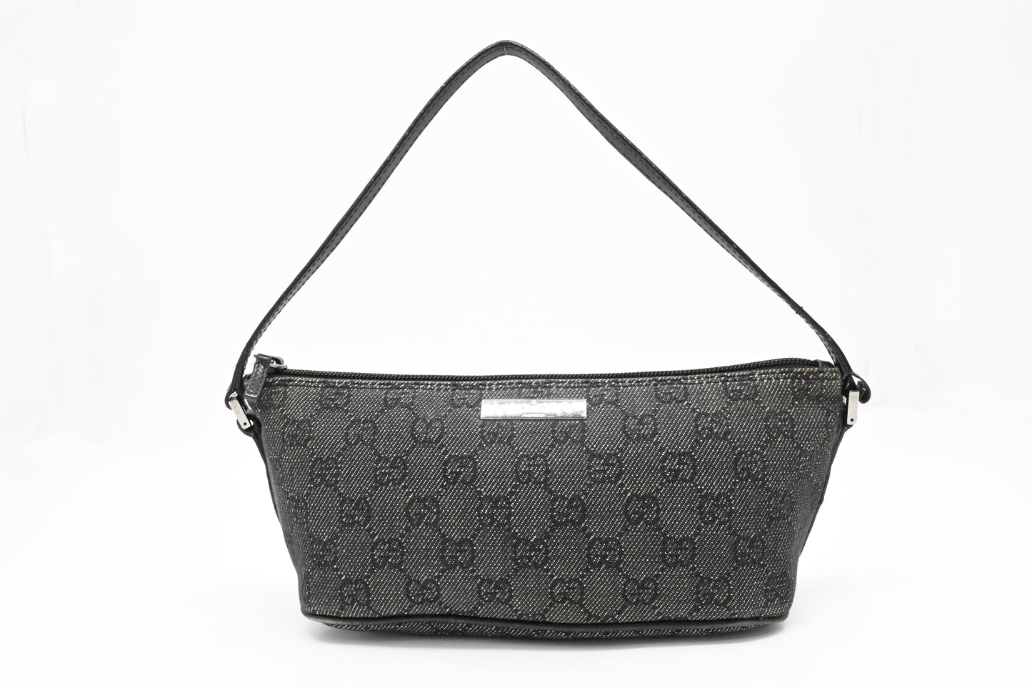 Gucci Boat Bag in Black and White GG Canvas