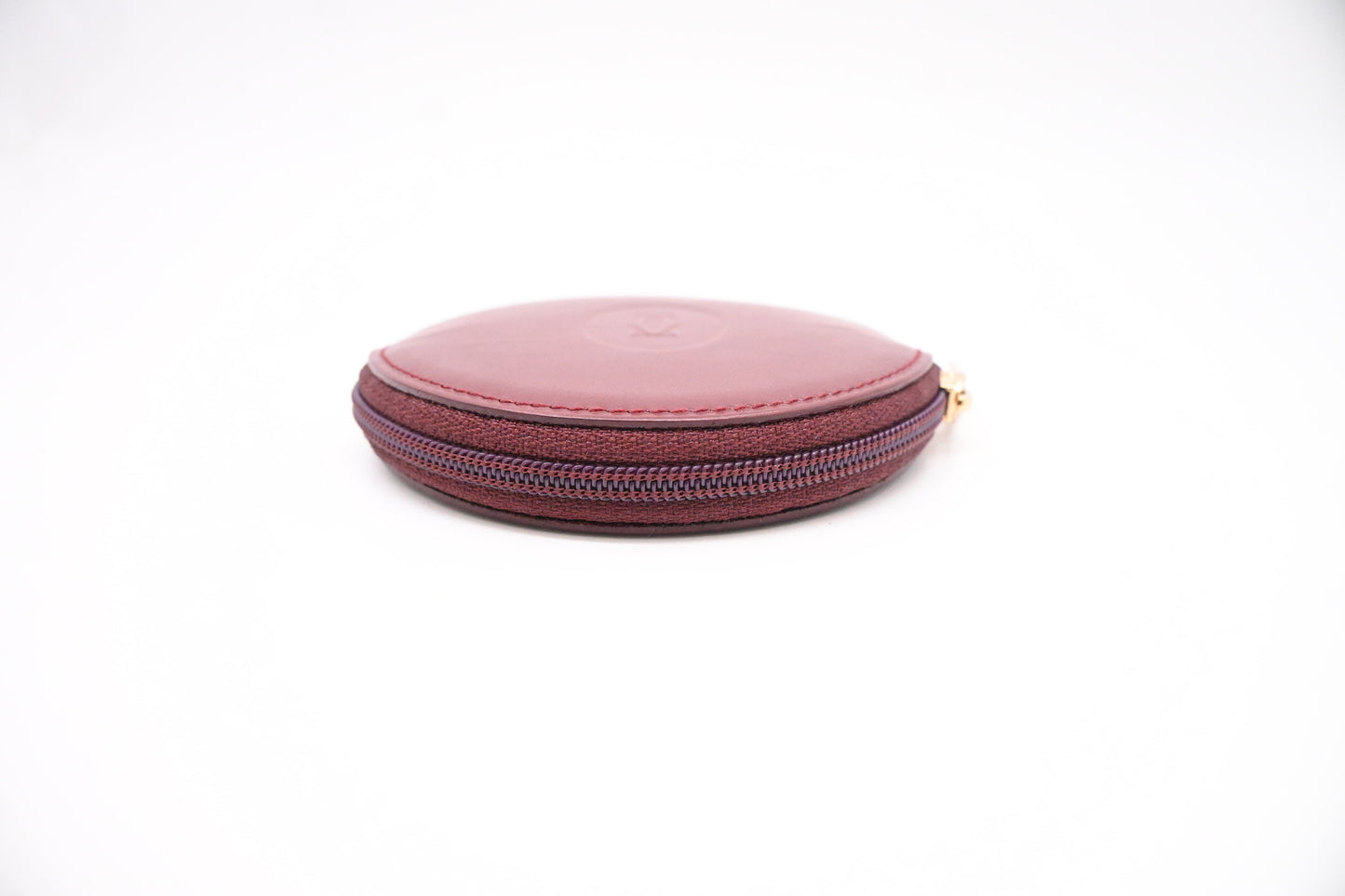 Cartier Round Coin Case in Burgundy Leather
