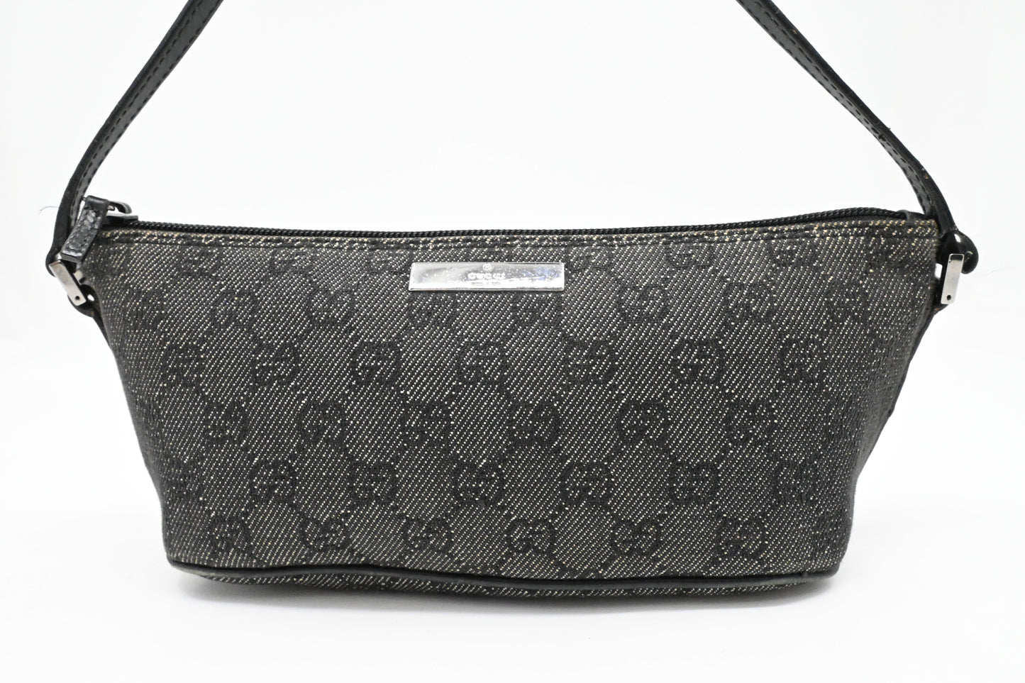 Gucci Boat Bag in Black and White GG Canvas