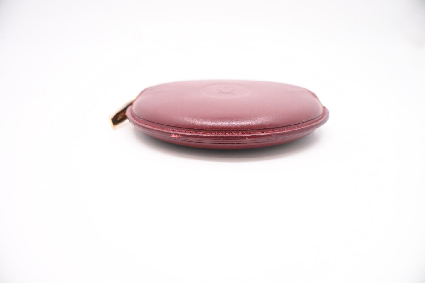 Cartier Round Coin Case in Burgundy Leather