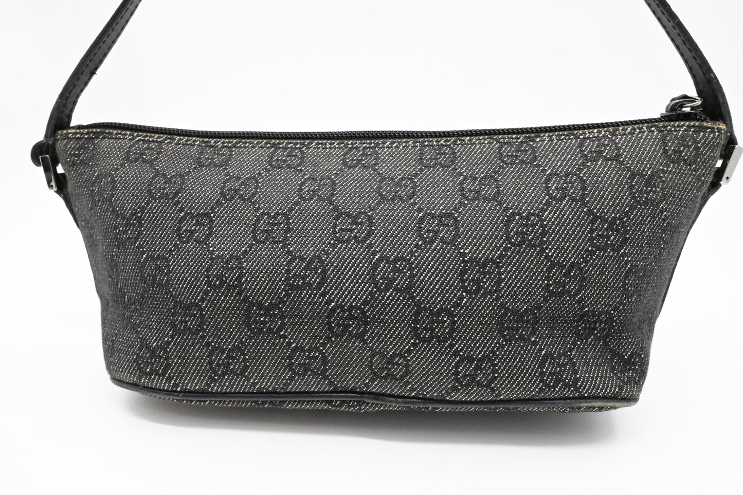 Gucci Boat Bag in Black and White GG Canvas