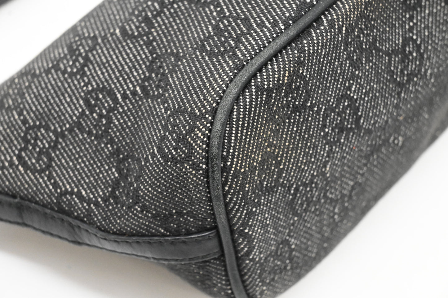 Gucci Boat Bag in Black and White GG Canvas