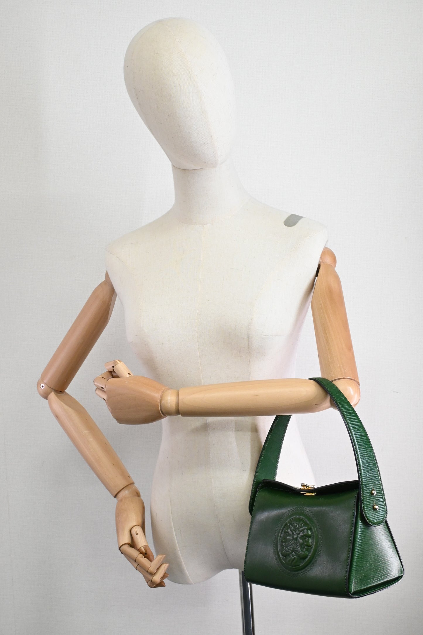 Fendi Janus Top Handle Bag in Green Leather