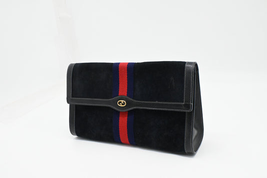 Gucci Clutch in Navy Blue Suede