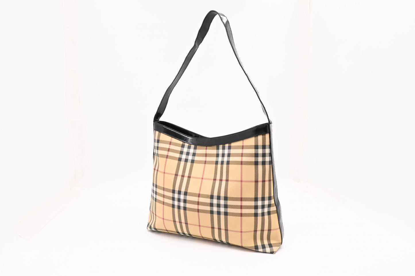 Burberry Shoulder Bag in Cream Checked Coated Canvas