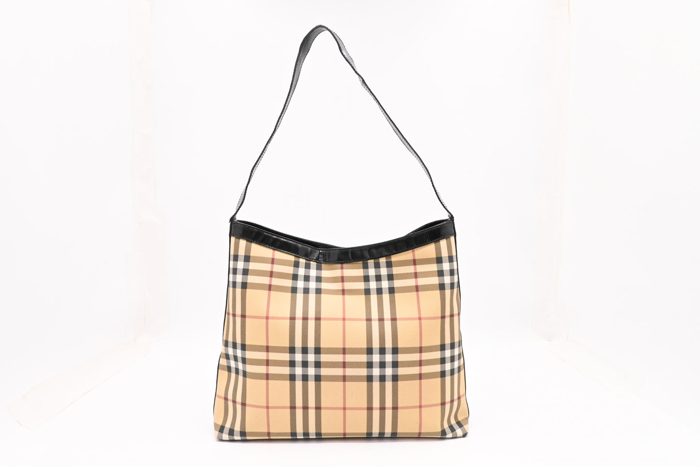 Burberry Shoulder Bag in Cream Checked Coated Canvas