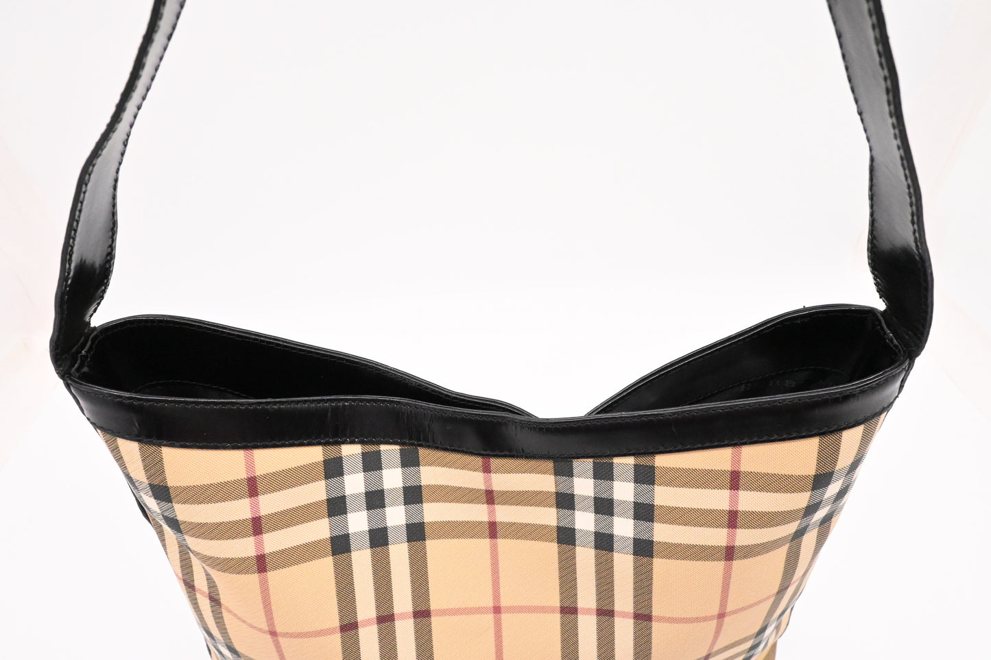 Burberry Shoulder Bag in Cream Checked Coated Canvas
