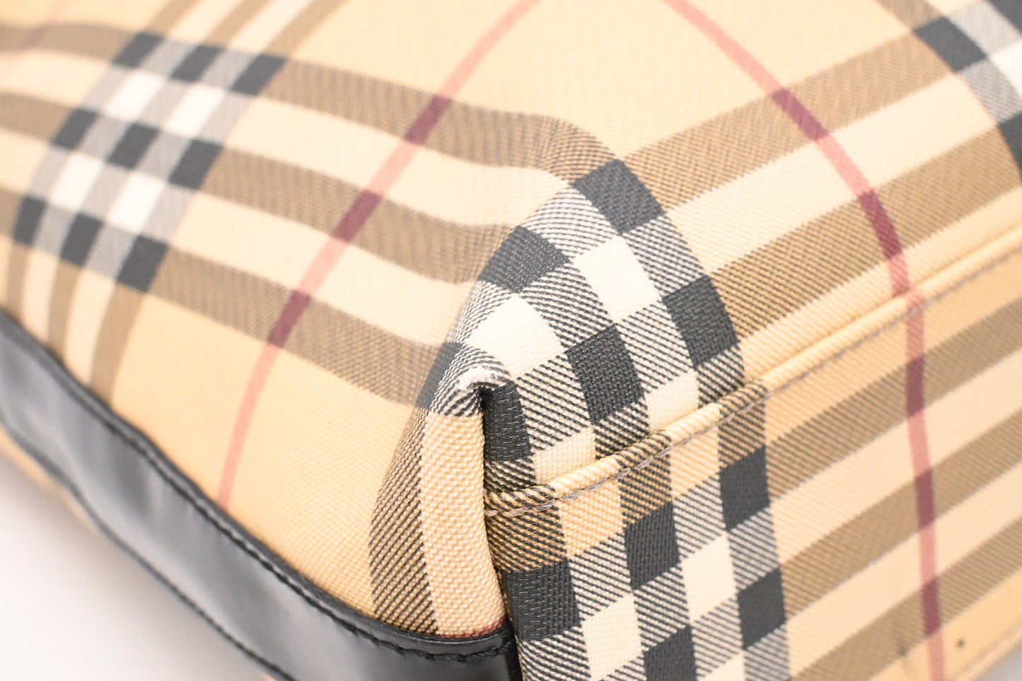 Burberry Shoulder Bag in Cream Checked Coated Canvas