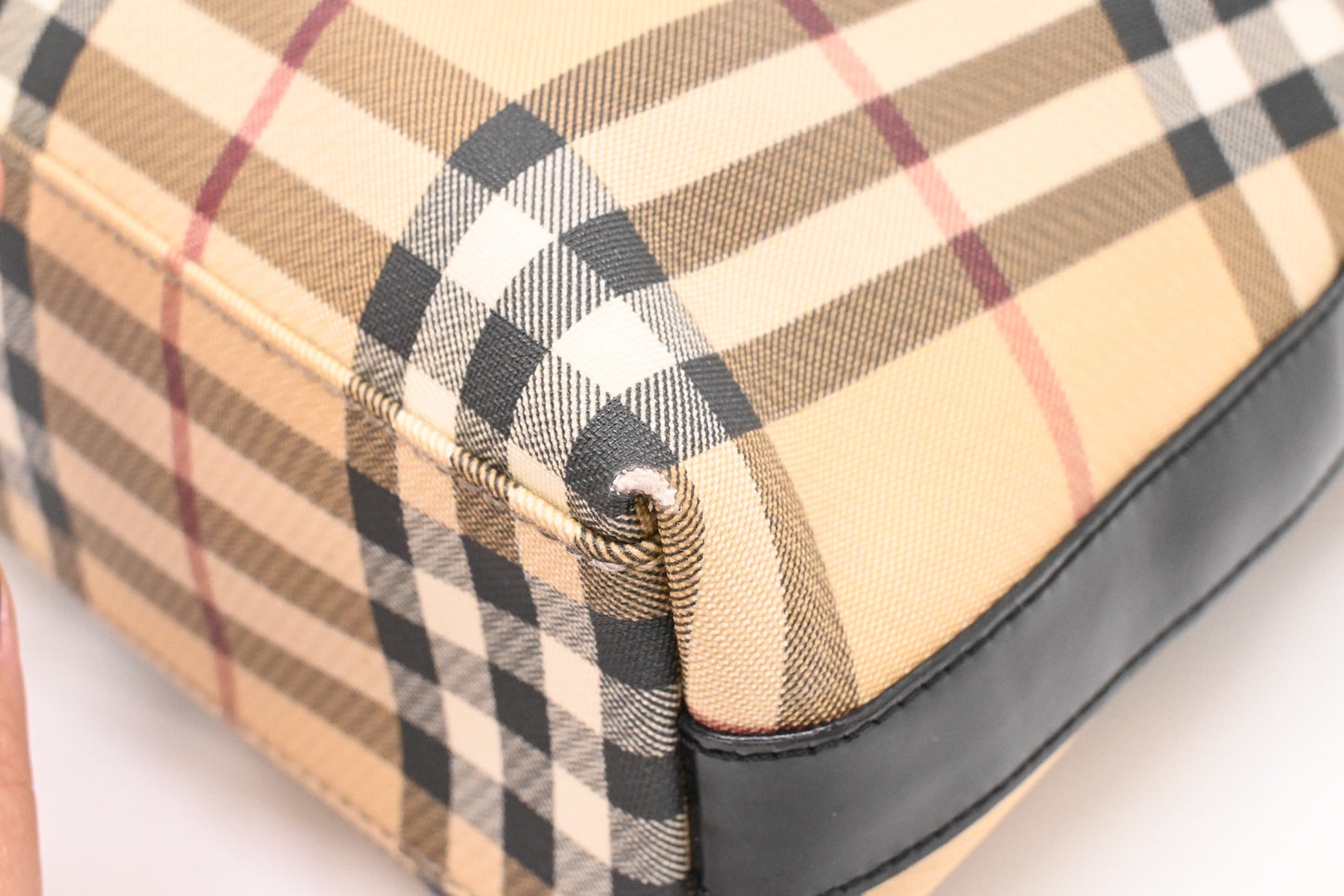 Burberry Shoulder Bag in Cream Checked Coated Canvas