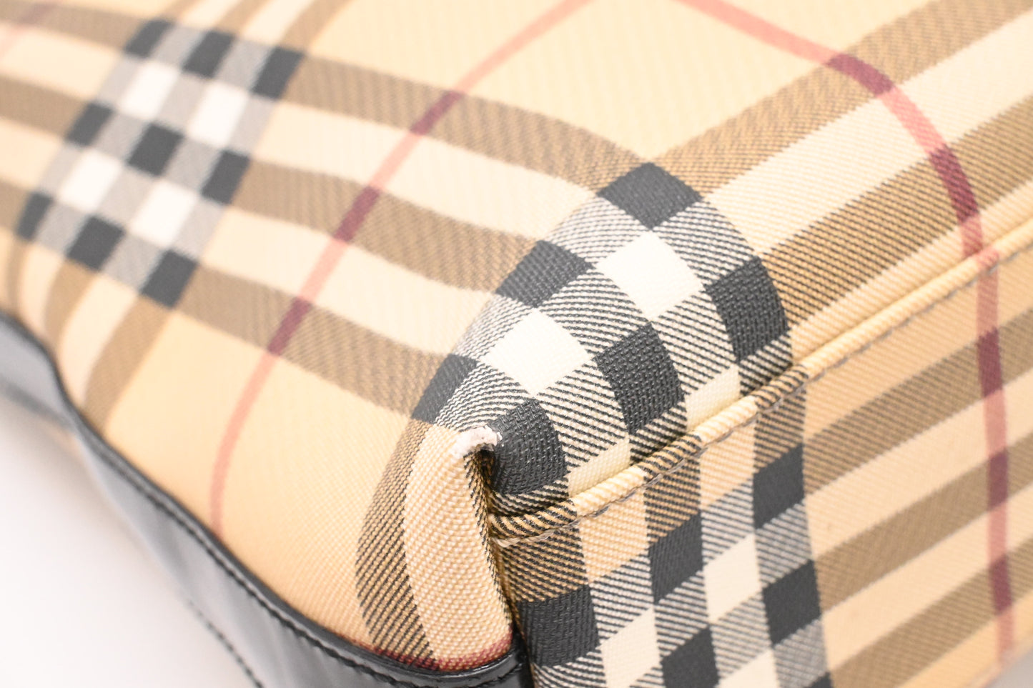 Burberry Shoulder Bag in Cream Checked Coated Canvas