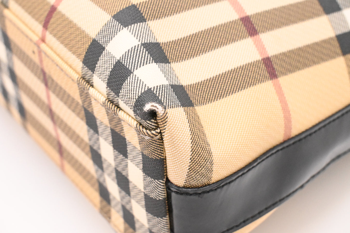 Burberry Shoulder Bag in Cream Checked Coated Canvas