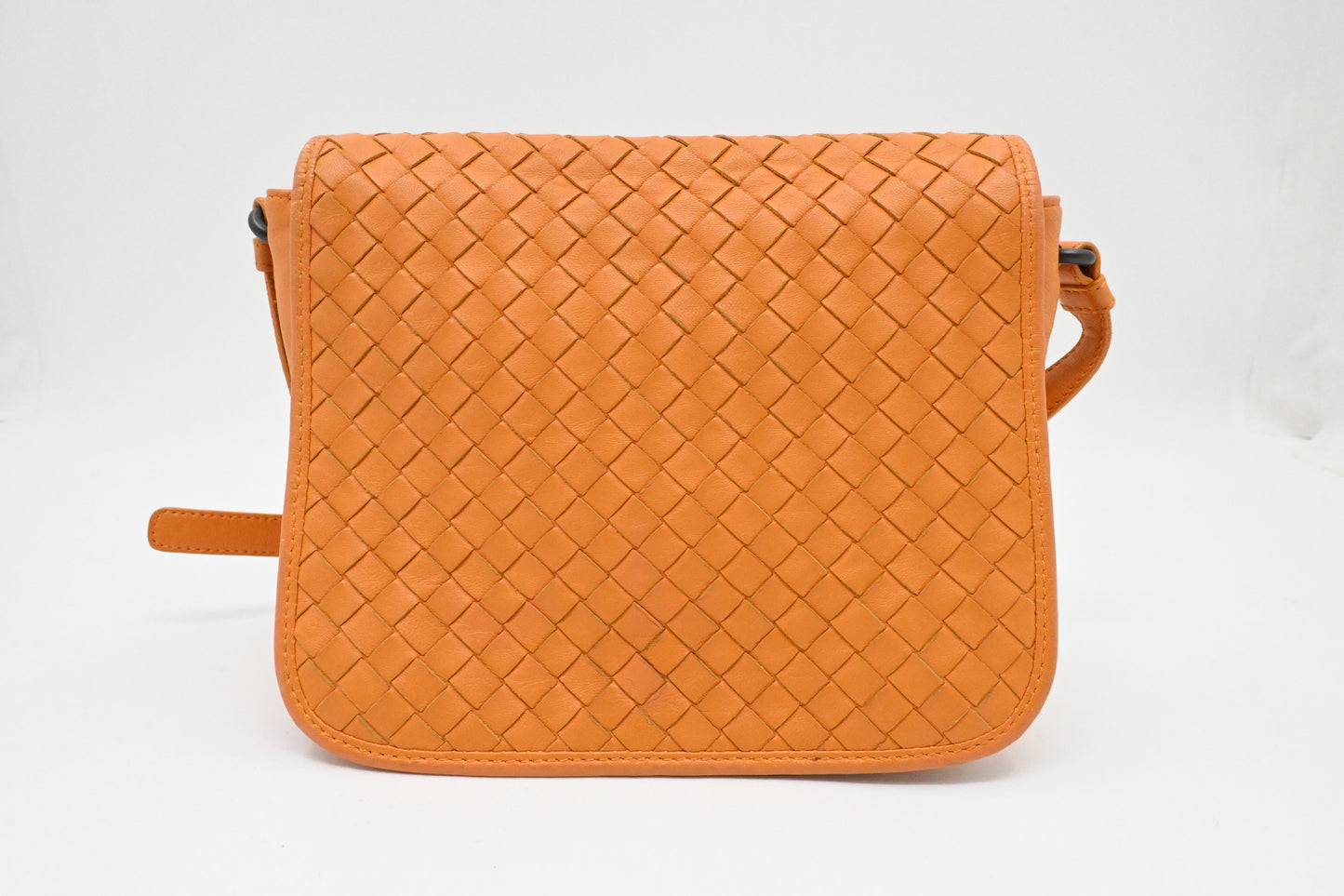 Bottega Veneta Crossbody Bag in Orange Intrecciato Leather