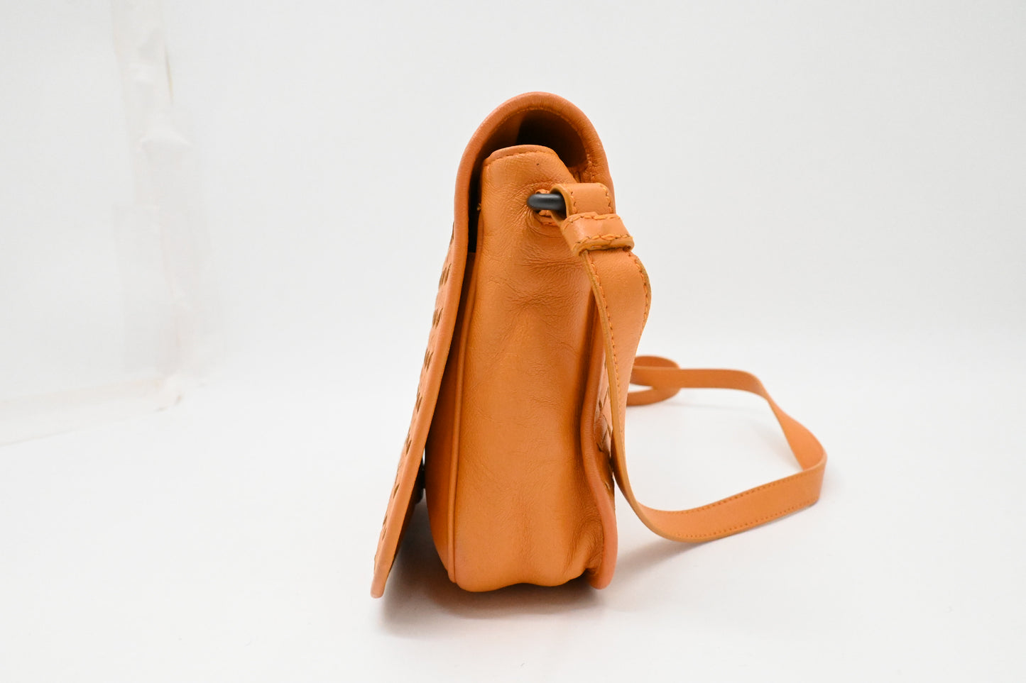 Bottega Veneta Crossbody Bag in Orange Intrecciato Leather