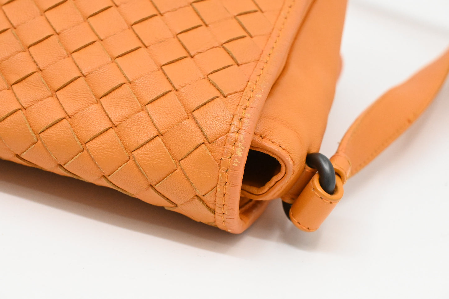 Bottega Veneta Crossbody Bag in Orange Intrecciato Leather