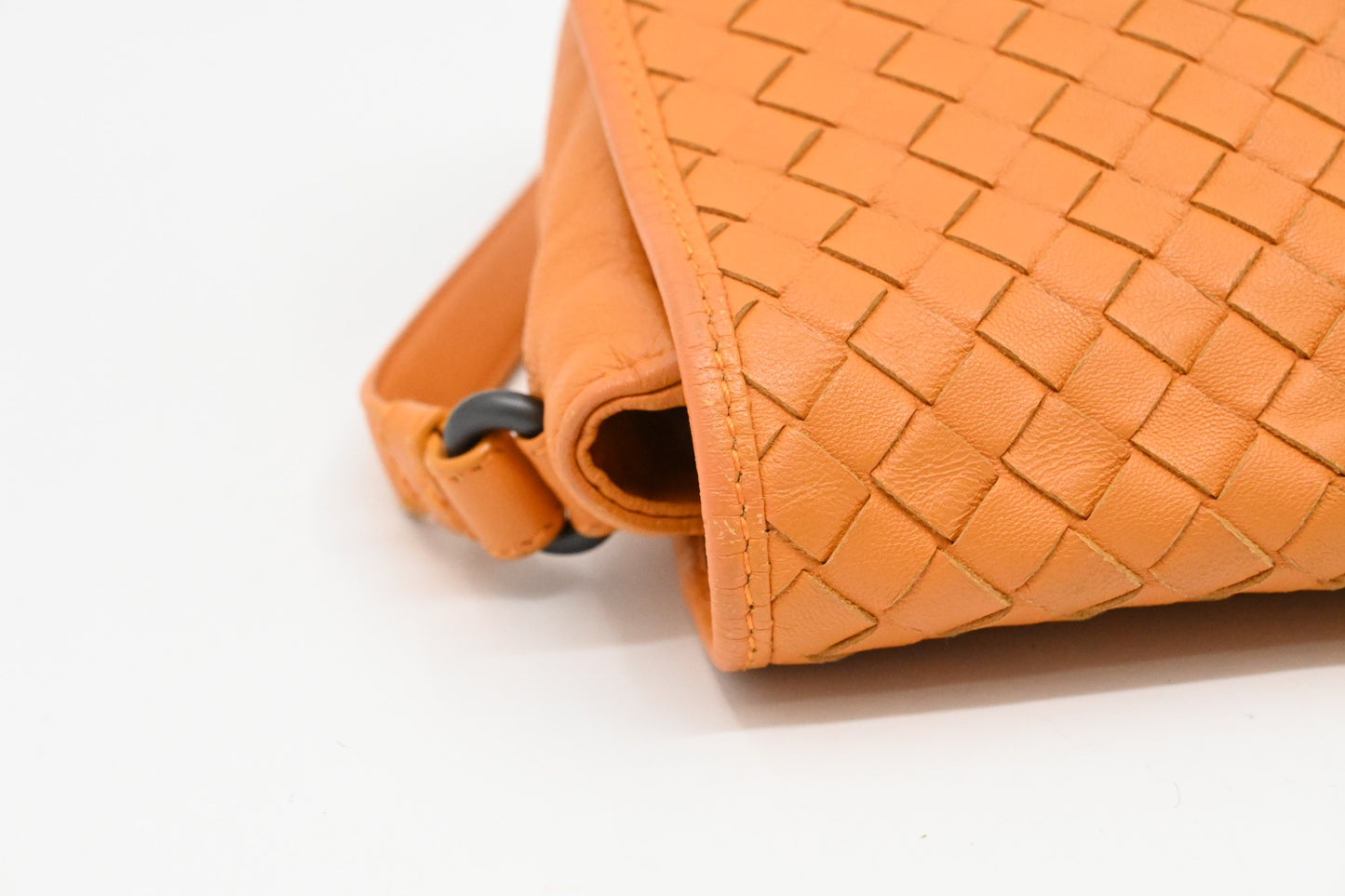 Bottega Veneta Crossbody Bag in Orange Intrecciato Leather