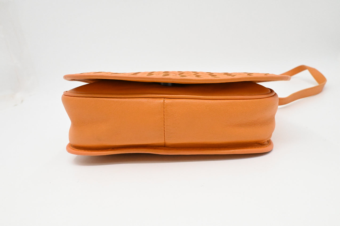 Bottega Veneta Crossbody Bag in Orange Intrecciato Leather