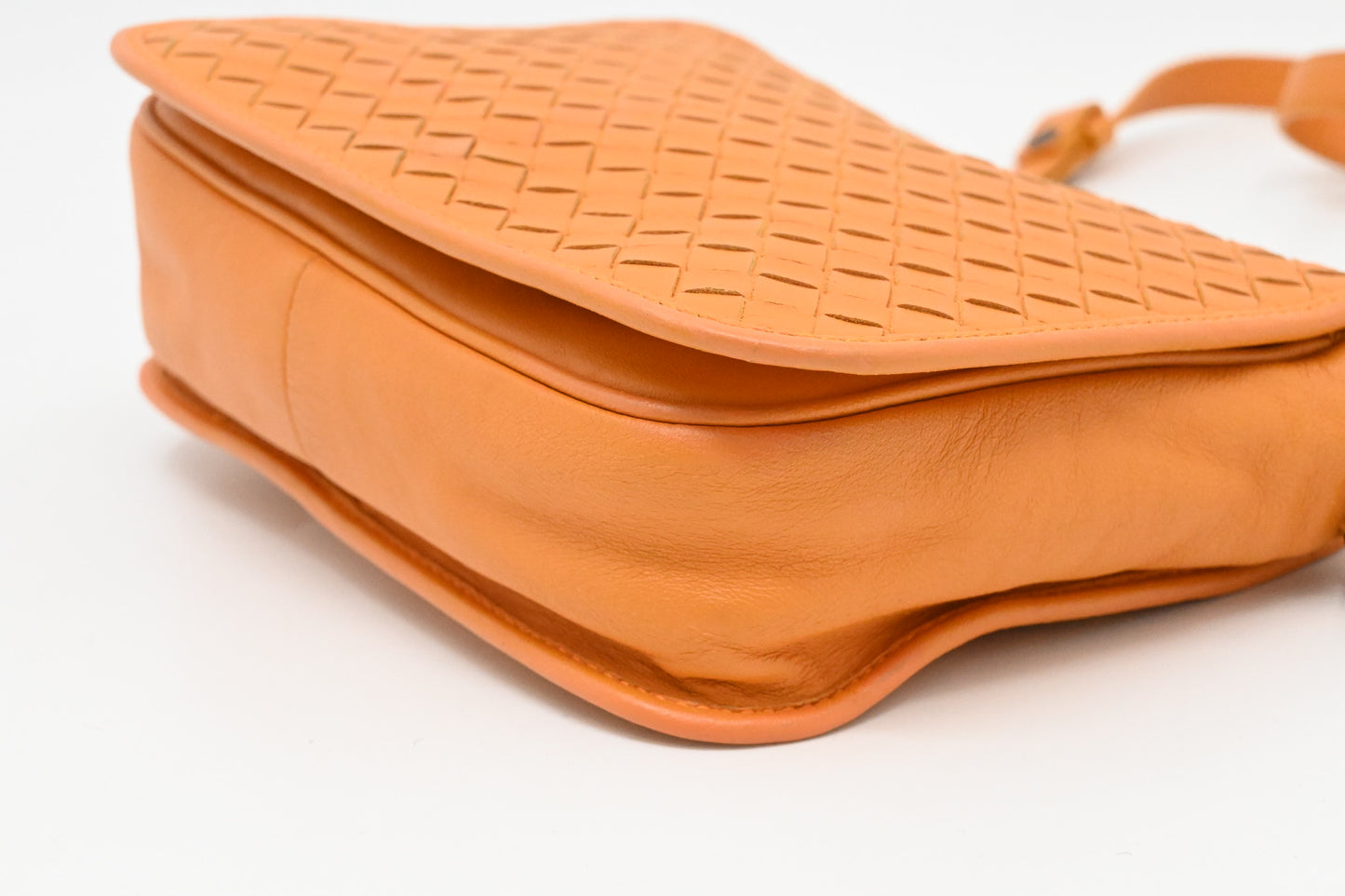 Bottega Veneta Crossbody Bag in Orange Intrecciato Leather