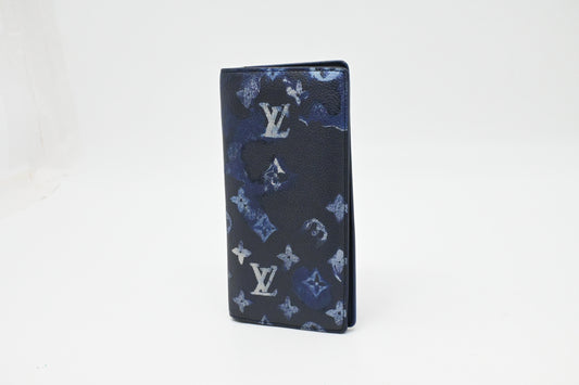 Louis Vuitton Brazza Wallet in Blue Watercolor Ink Leather