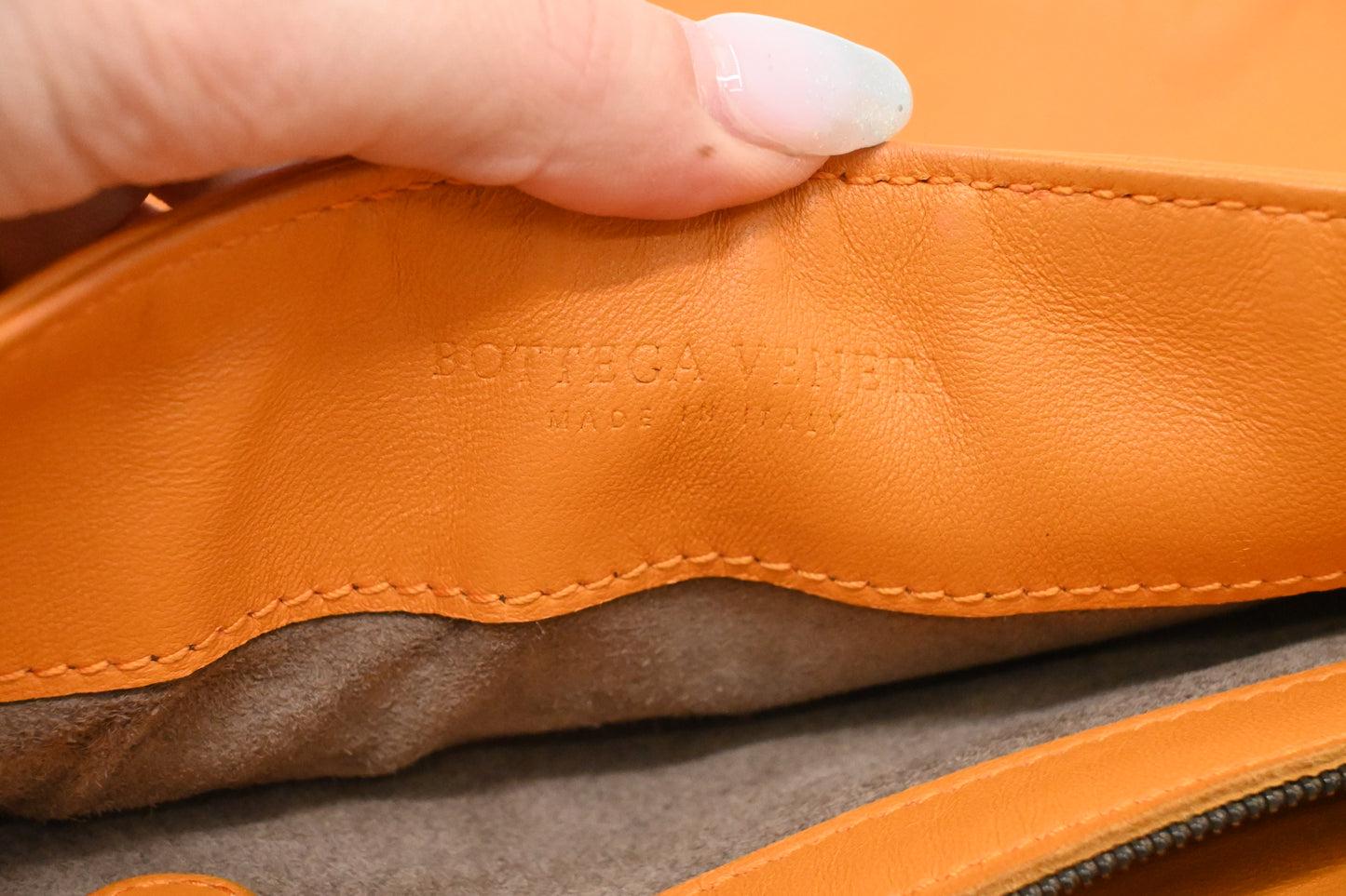 Bottega Veneta Crossbody Bag in Orange Intrecciato Leather