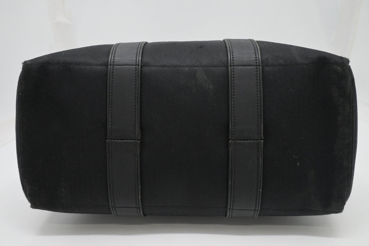 Hermes Acapulco PM Tote Bag in Black Toile Chevron Nylon Leather