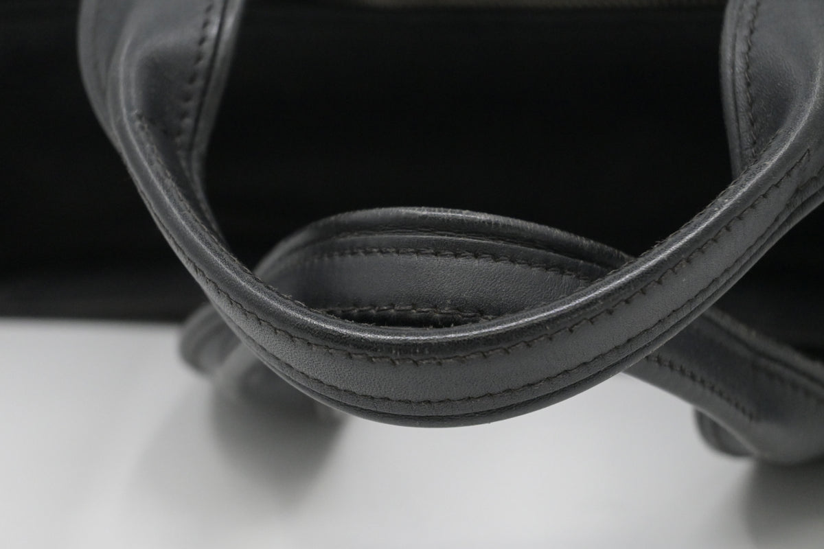 Hermes Acapulco PM Tote Bag in Black Toile Chevron Nylon Leather
