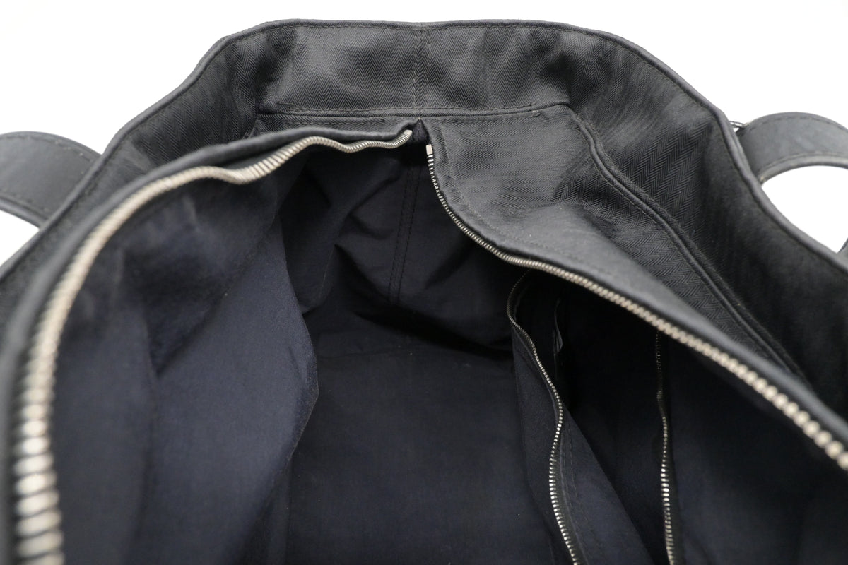 Hermes Acapulco PM Tote Bag in Black Toile Chevron Nylon Leather