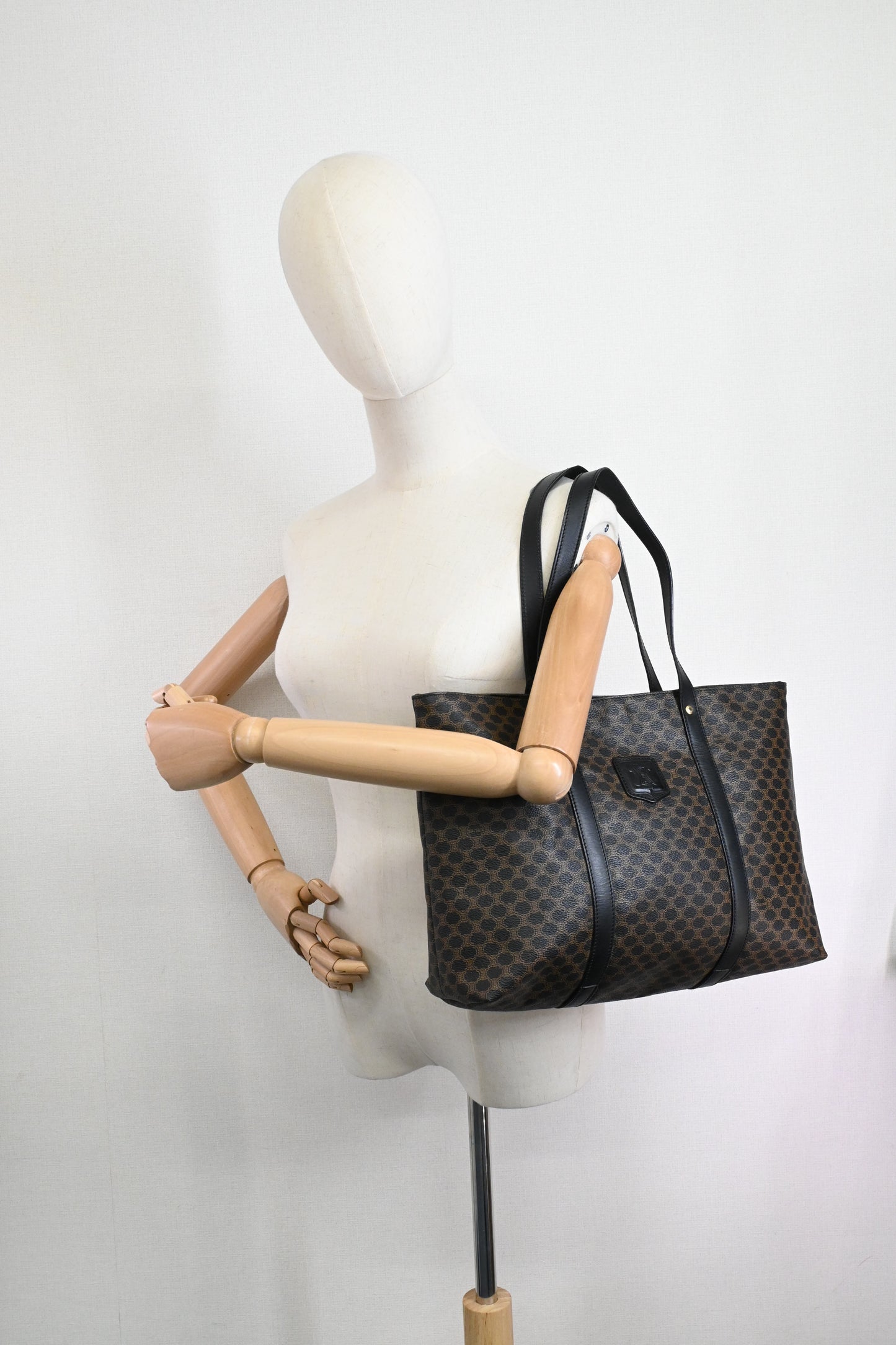 Celine Tote in Black Macadam Canvas