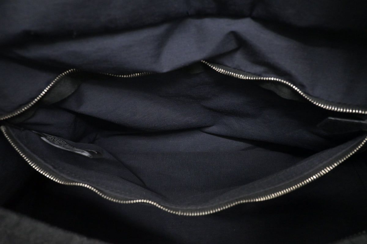 Hermes Acapulco PM Tote Bag in Black Toile Chevron Nylon Leather