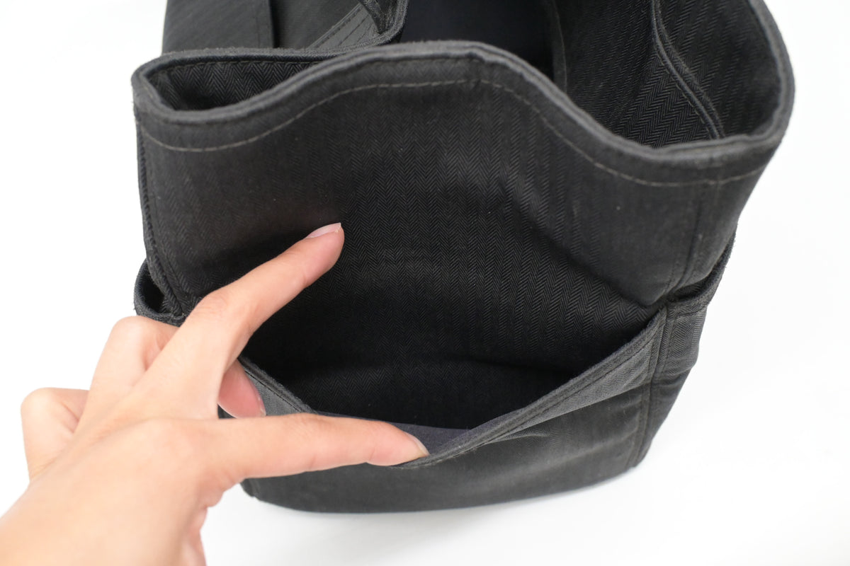 Hermes Acapulco PM Tote Bag in Black Toile Chevron Nylon Leather