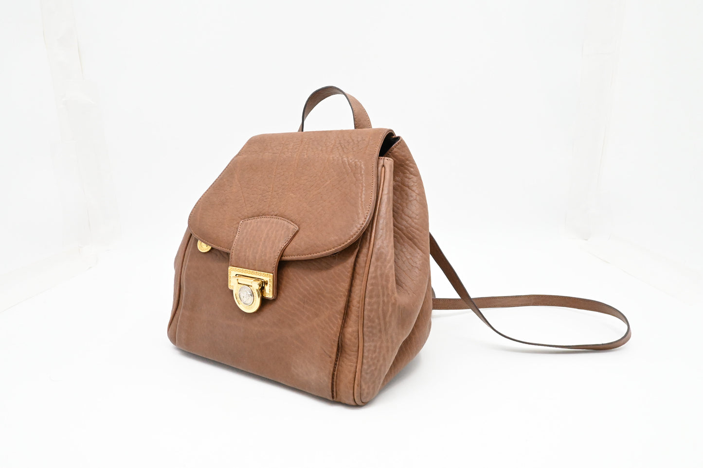 Versace Medusa Backpack in Brown Leather