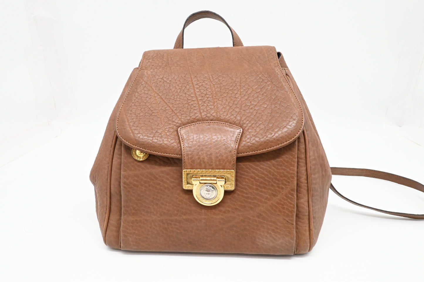 Versace Medusa Backpack in Brown Leather