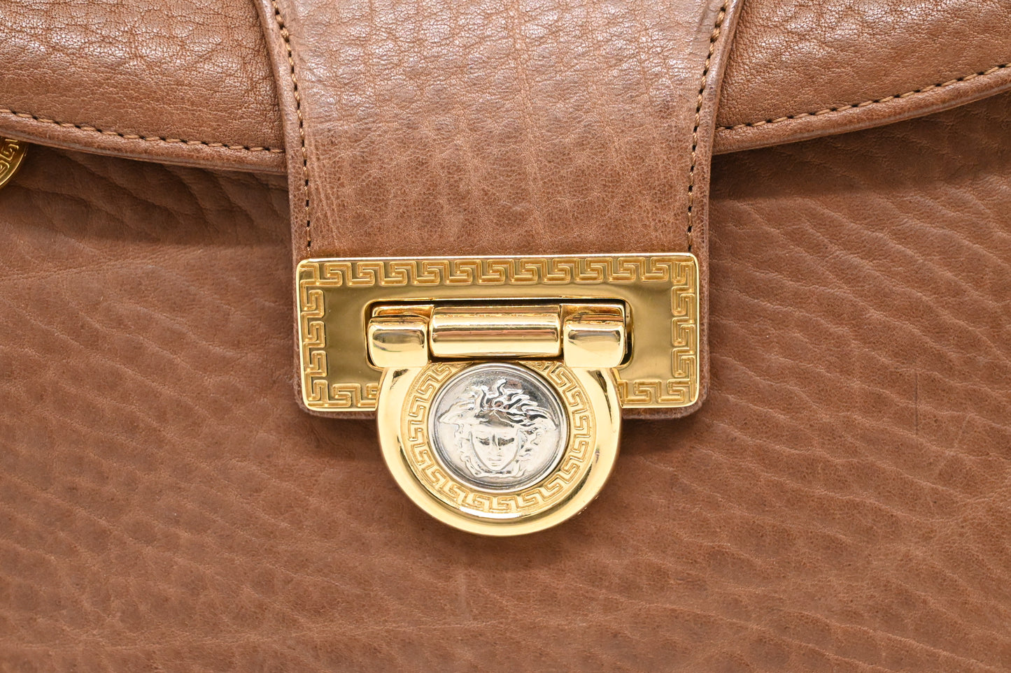 Versace Medusa Backpack in Brown Leather