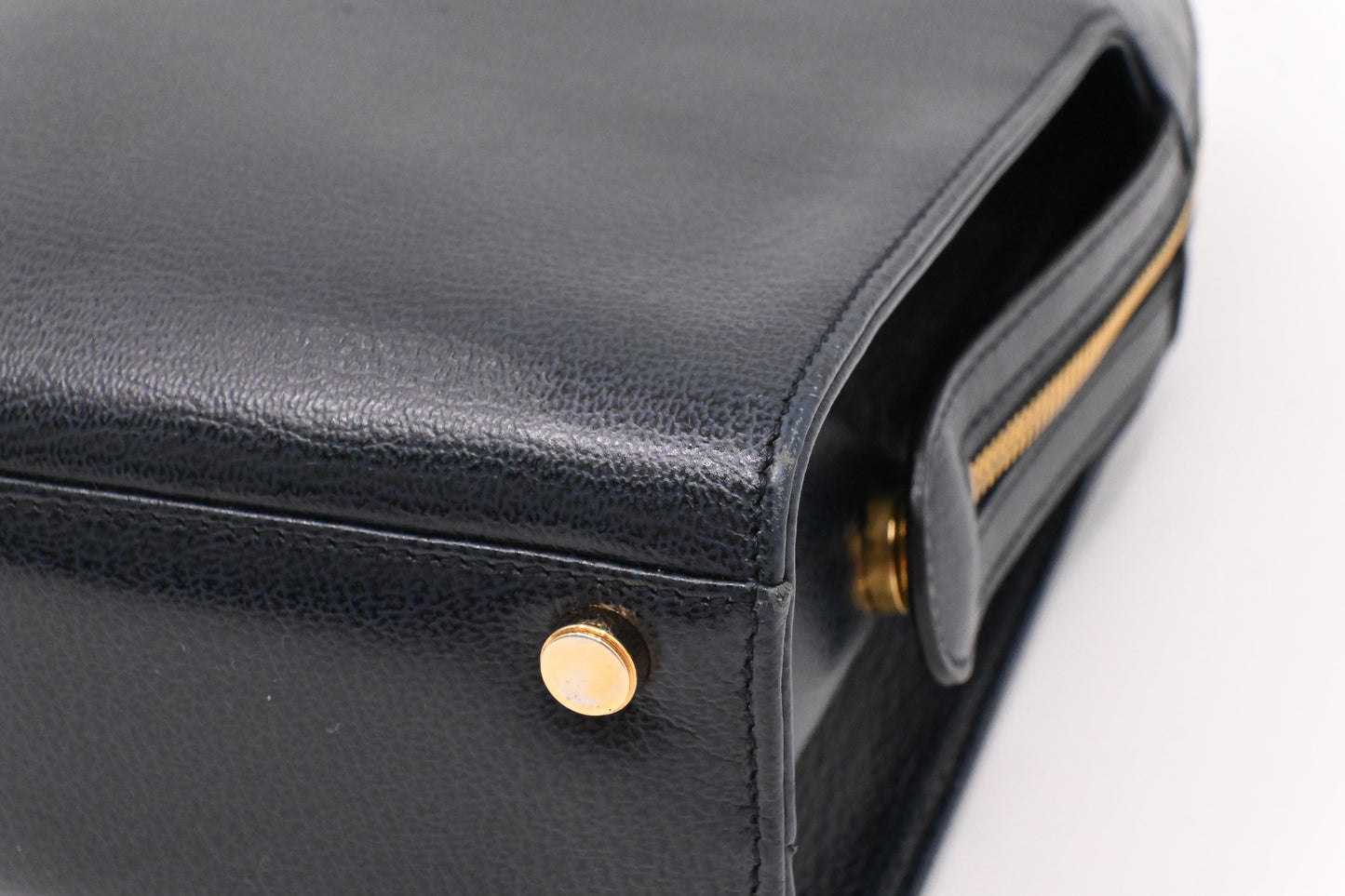 Ferragamo Gancini Handbag in Navy Blue Leather