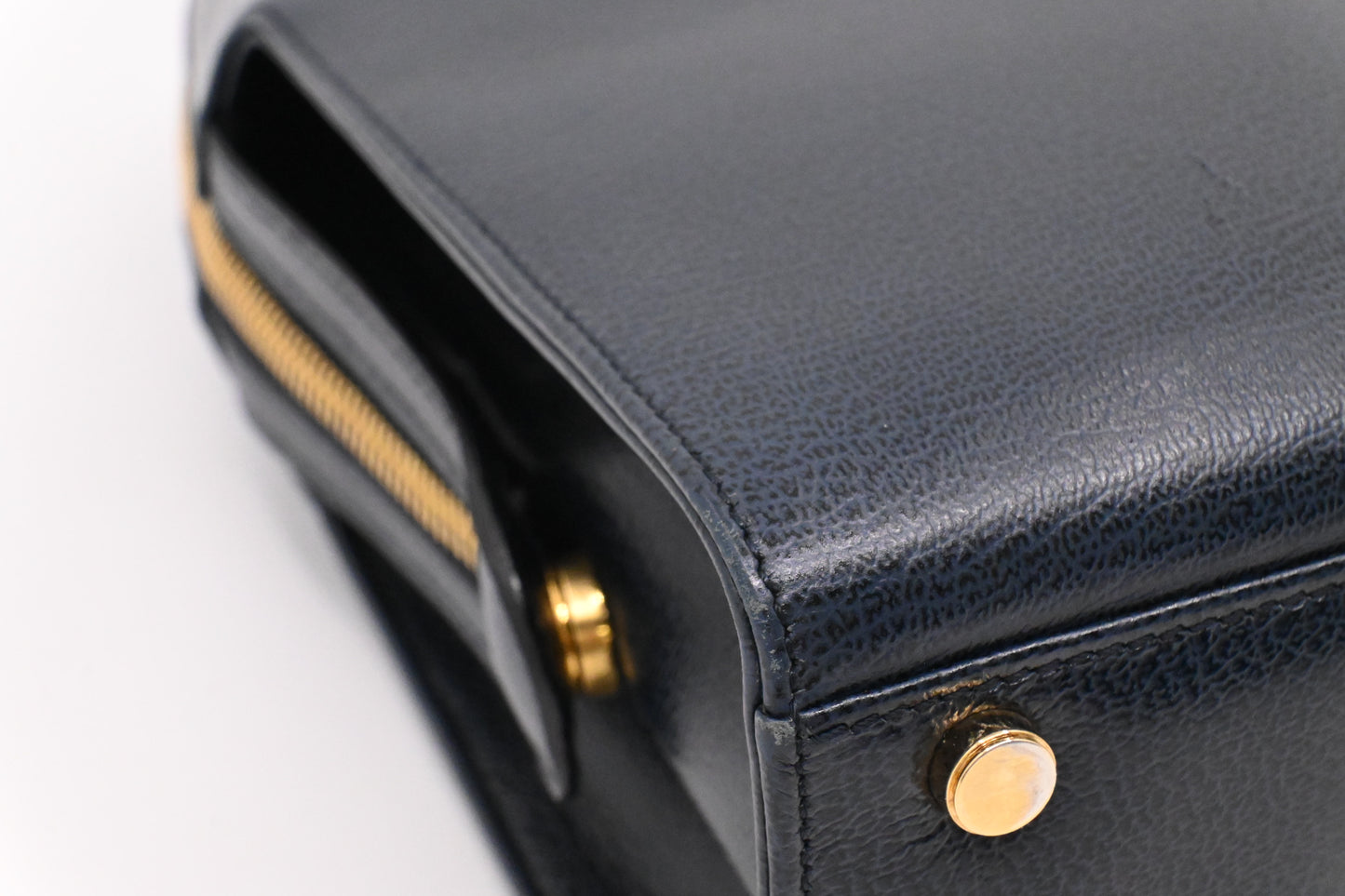 Ferragamo Gancini Handbag in Navy Blue Leather