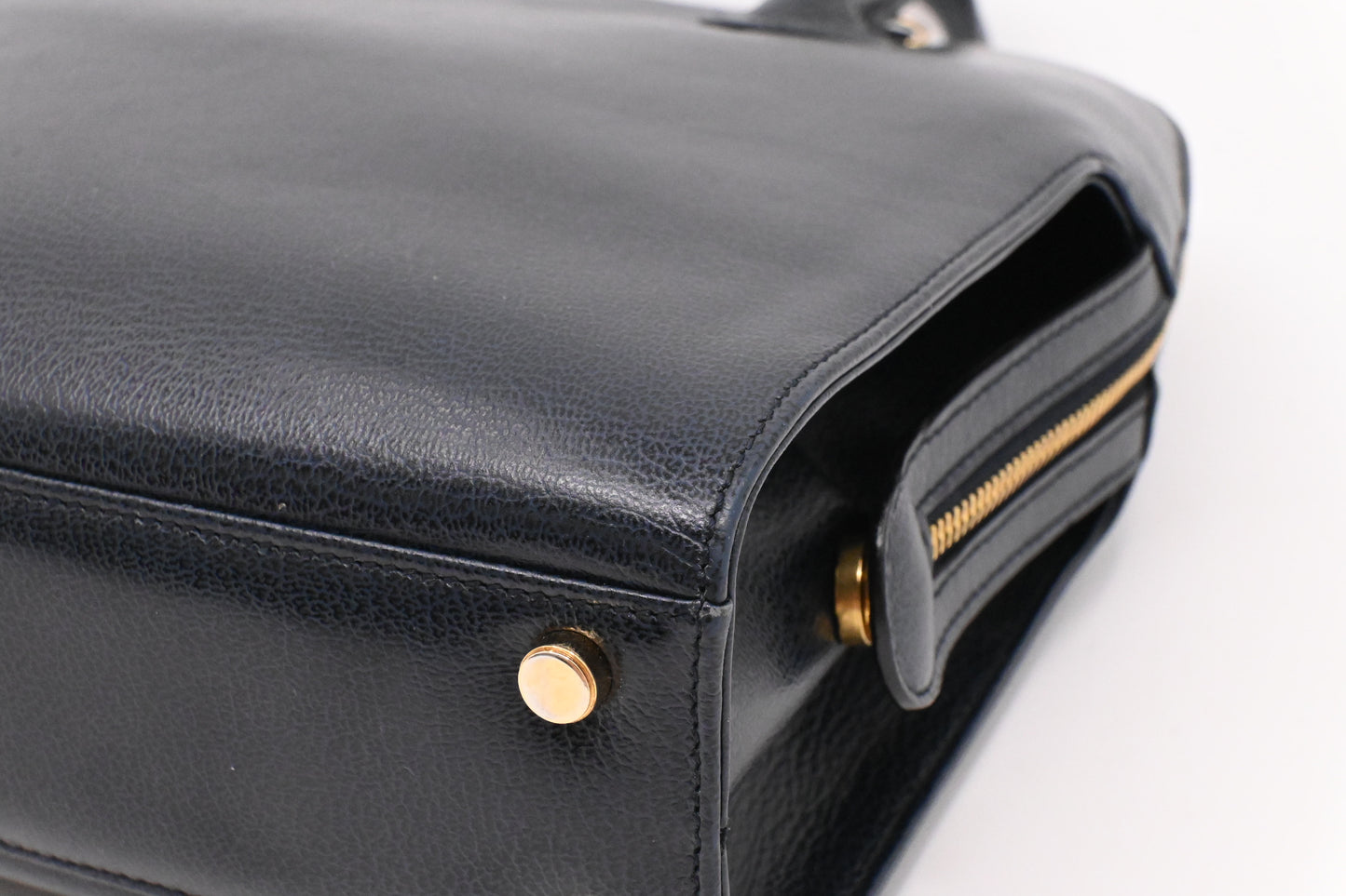 Ferragamo Gancini Handbag in Navy Blue Leather