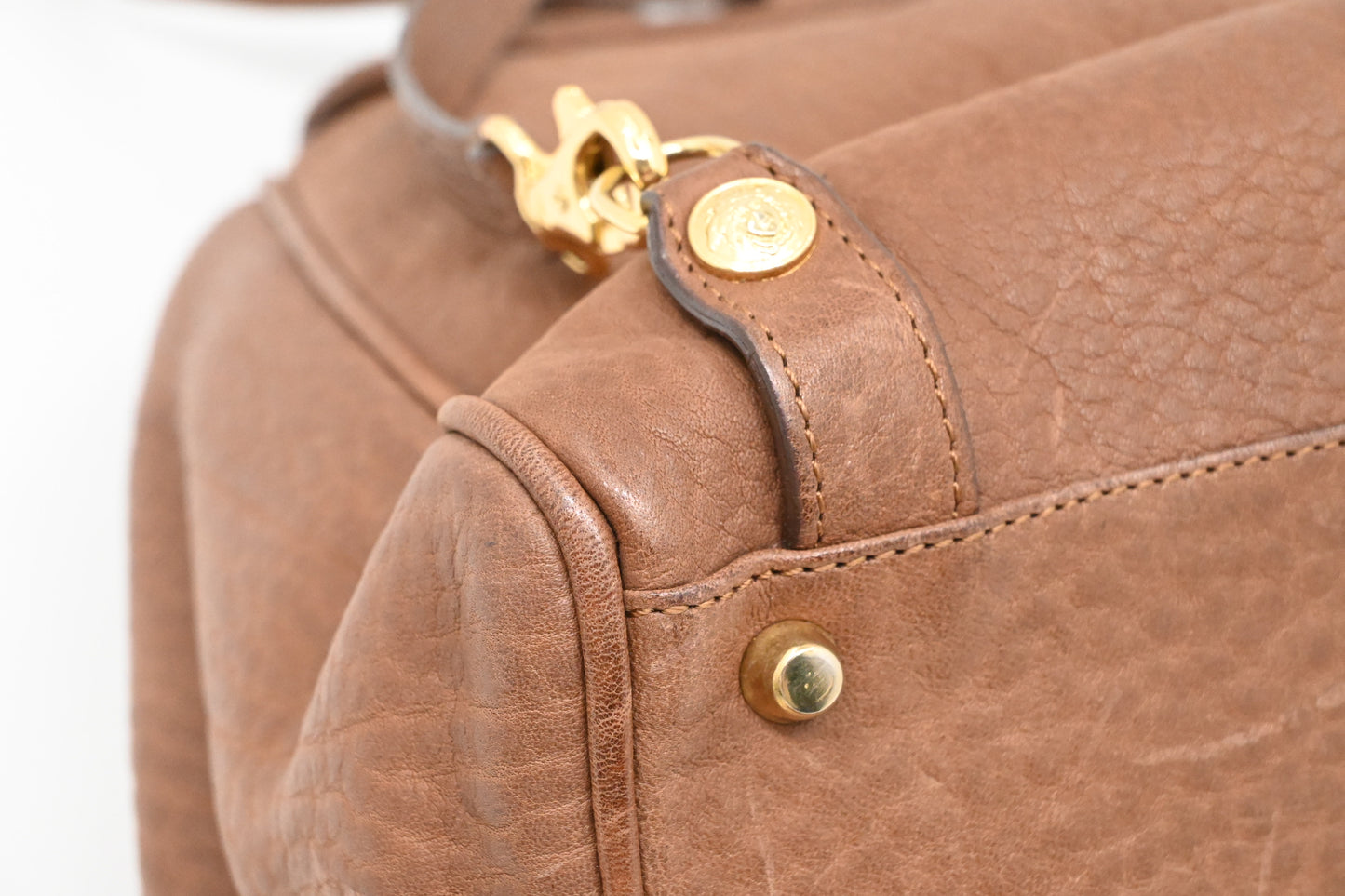 Versace Medusa Backpack in Brown Leather