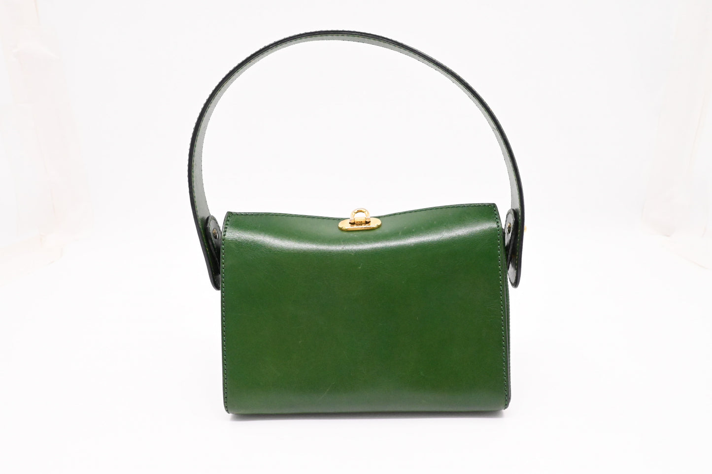 Fendi Janus Top Handle Bag in Green Leather