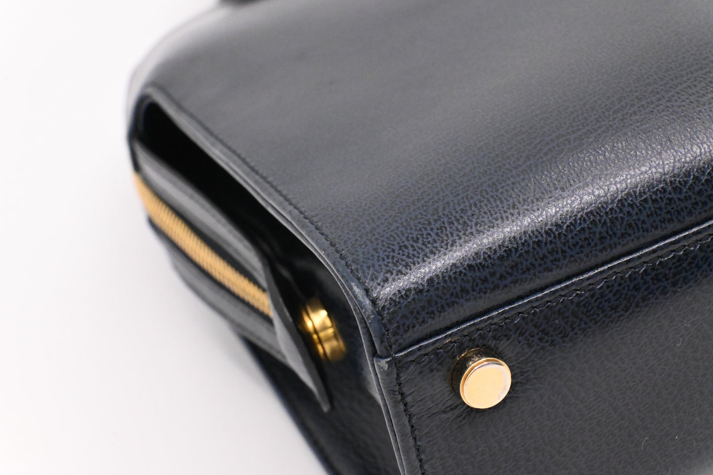 Ferragamo Gancini Handbag in Navy Blue Leather