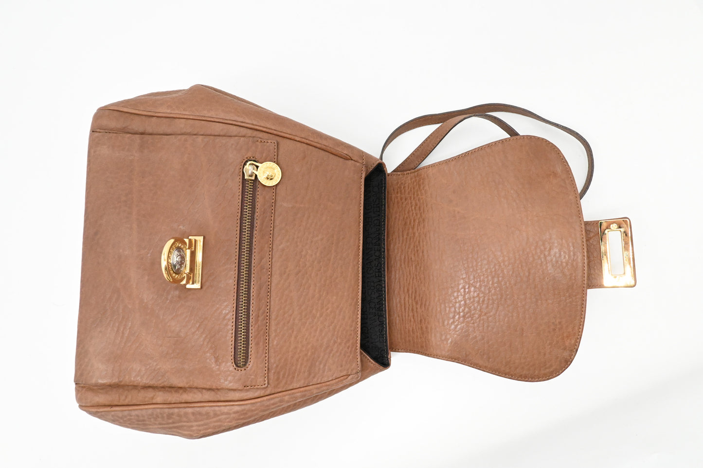 Versace Medusa Backpack in Brown Leather