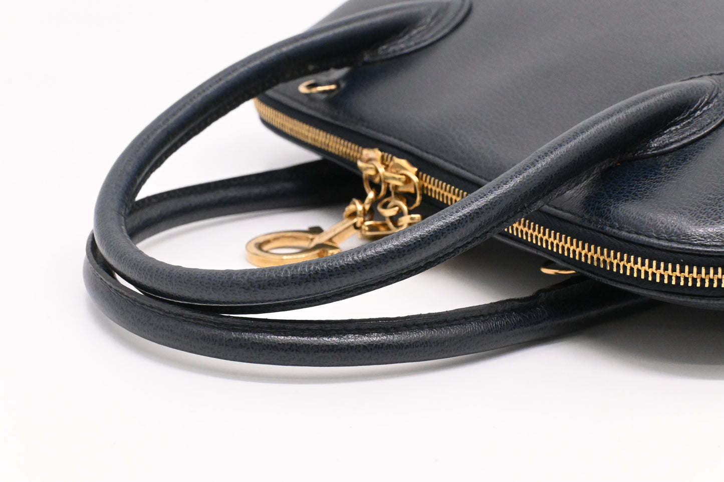 Ferragamo Gancini Handbag in Navy Blue Leather