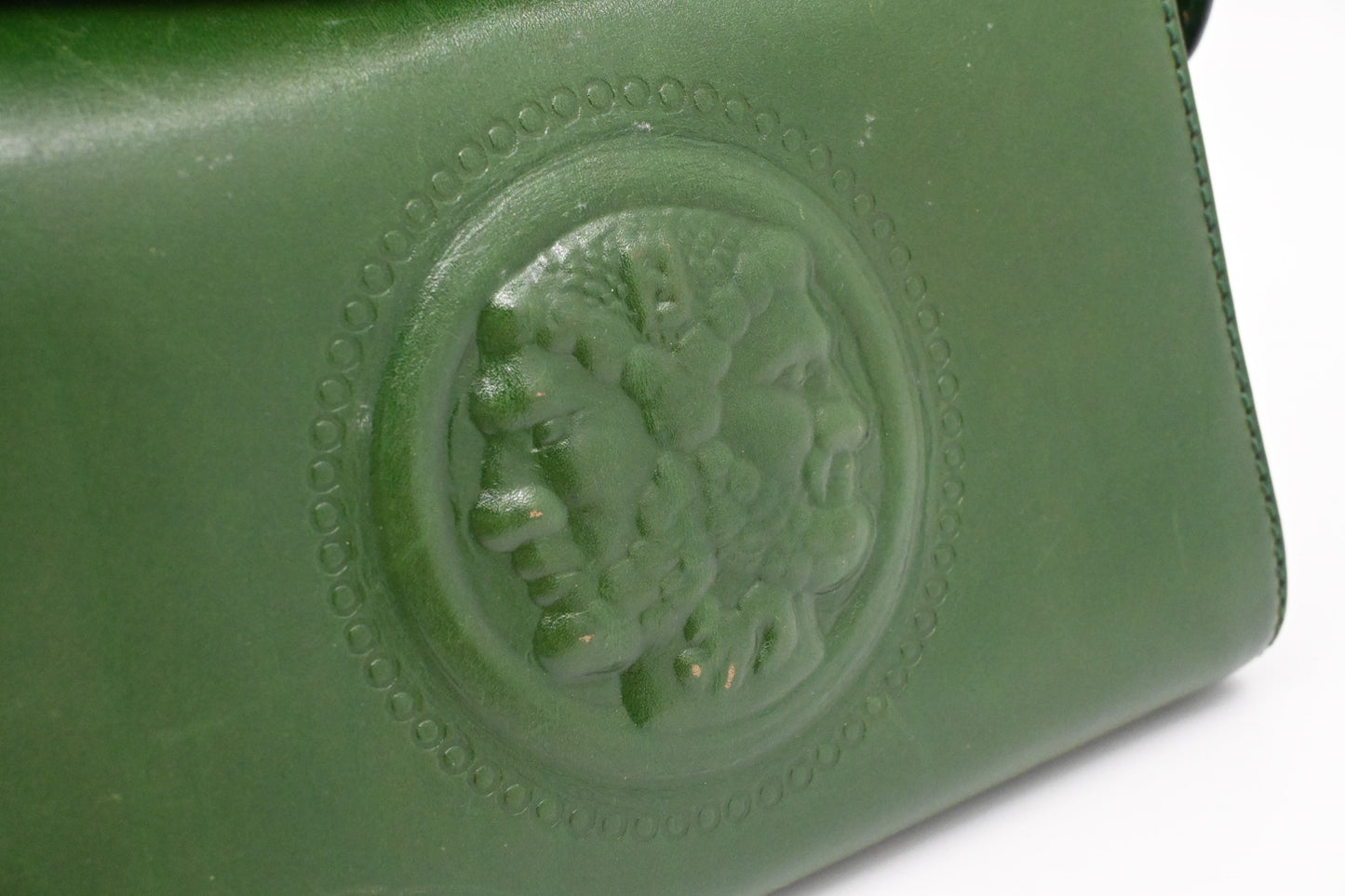 Fendi Janus Top Handle Bag in Green Leather