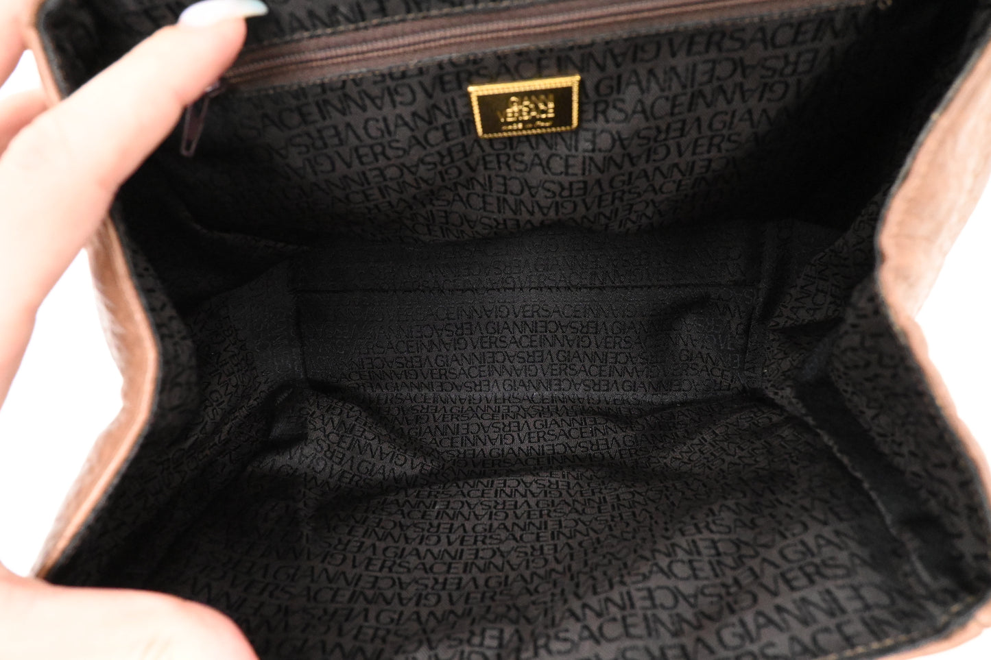 Versace Medusa Backpack in Brown Leather