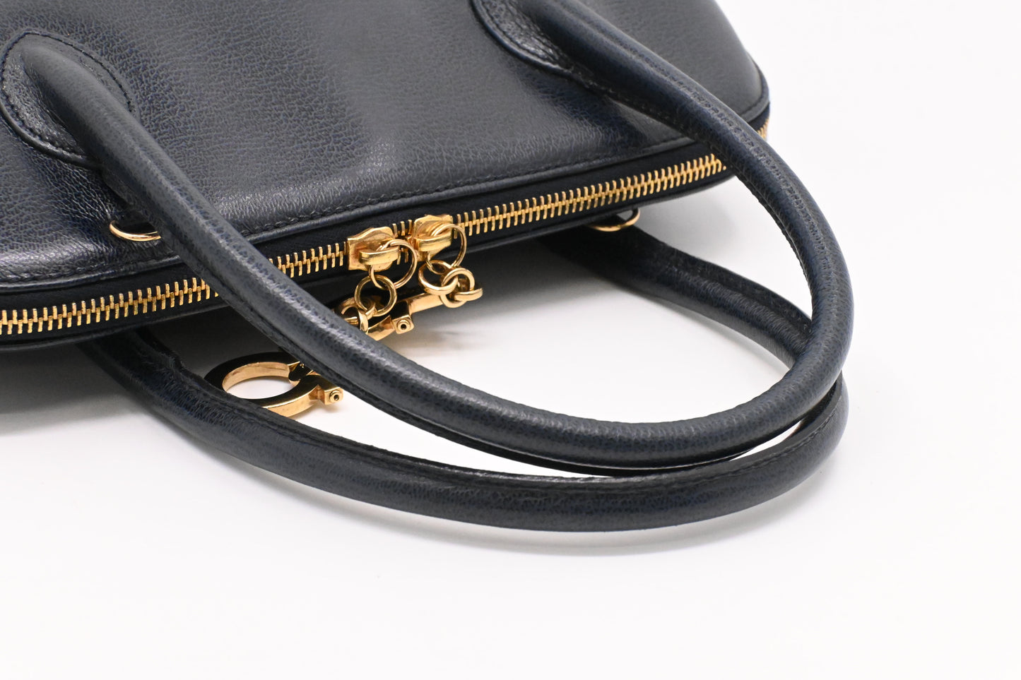 Ferragamo Gancini Handbag in Navy Blue Leather